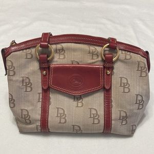 Dooney & Bourke Cloth Satchel with Red Leather Trim